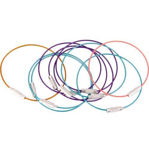 10pcs Random Color 15cm Wire Keychain Cable for Camping Climbing