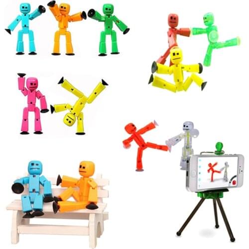 3-15 Pieces Random Color Stikbot Screen Animation Toys Shed Dolls with Sucker DIY Creat Sticky Robot Animation Film StikBot Toys