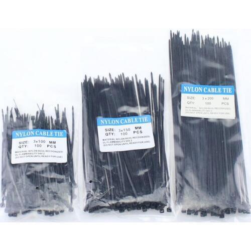 300 Pcs Nylon Cable Self-locking Plastic Wire Zip Ties Set 3*100 3*150 3*200 MRO & Industrial Supply Fasteners & Hardware Cable