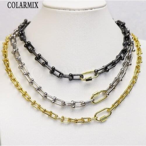 5 pieces Chain neclace fashion metal big link chain necklace mix colors necklace for women 9674