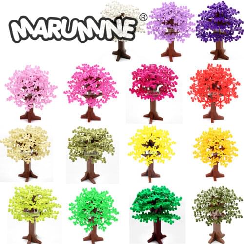 58PCS Big Tree Green Bush Flower Grass Plants Garden Building Bricks Tree Sets Blocks Natural & Technic DIY MOC Accessories Part