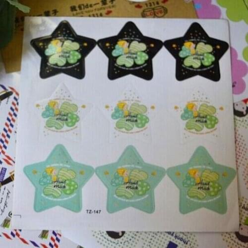 90PCS/lot 3 Colors Clover Star design kraft paper seal sticker for baking DIY Package label Decoration label sticker