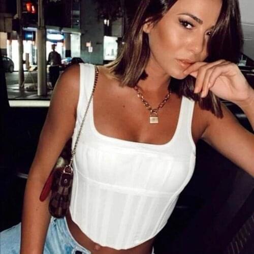Ailigou Elegant Vest Crop Top 2020 New Women Clothes Bandage Tops For Women Sexy Summer Party Club Sexy Corset Tank Tops