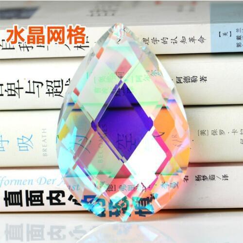 Camal 1pcs 63mm 76mm AB Color Colorful Grid Drop Crystal Prisms Pendant Chandelier Hanging Lamp Lighting Parts Suncatcher DIY