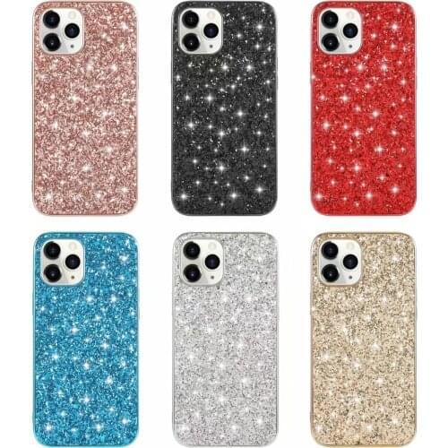 For iPhone 12 12promax 12Pro mobile phone shiny silicone sequin glitter case for iPhone 11 11promax 8plus phone case back