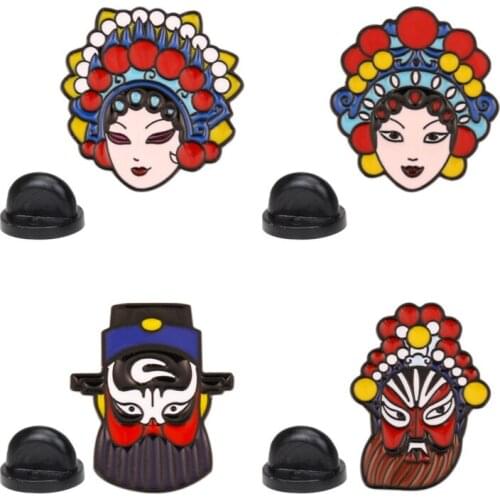 Chinese style cultural opera stage costume metal drip enamel fashion banquet party dress DIY lapel pin accessories