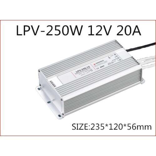 250W 12V 20A LED constant voltage waterproof switching power supply IP67 for led drive LPV-250-12