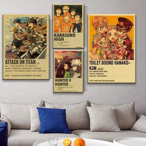 Anime Collection Death Note / Hunter × Hunter / Haikyuu !! Retro Poster Wall Stickers Paper Prints Home Decoration Painting