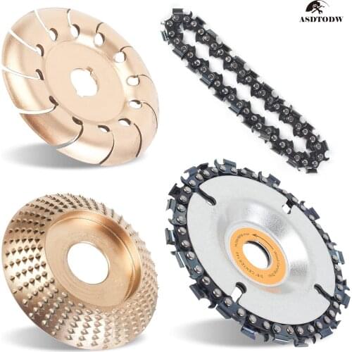 Round Wood Angle Grinding Wheel Abrasive Disc,Grinder Wheel Shaping Disc w/Chain Attachment for 4" or 4 1/2" Angle Grinder