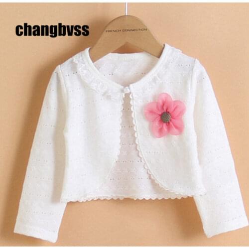 Summer Thin Girls Coat Long Sleeve Girls Kids Cardigans Sweater Knitted Pattern Girls Clothing Solid Kids Outwear casacos