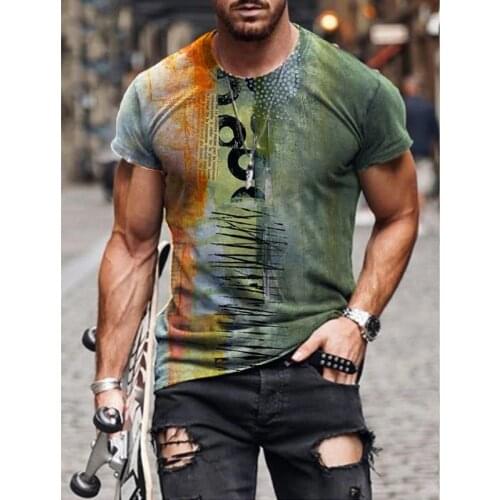 IFPD Summer New Patchwork T-shirt Short Sleeve Fashion 3D Print Tops Casual Sexy Mens Clothing Oversize Streetwear EU Size S-6XL