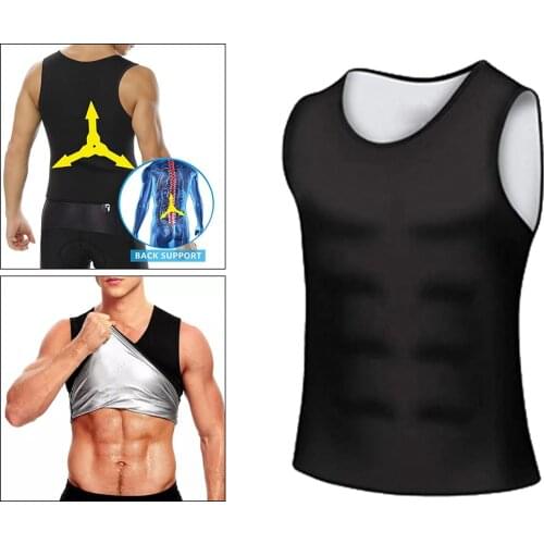Men Sauna Vest Body Shaper Waist Trainer Sweat Shirt Corset Top Abdomen Slimming Shapewear Fat Burn Fitness Top Home Gym