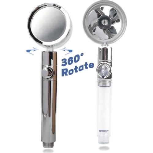 High Pressure Propeller Shower Head Strong Current Big Rain Water Saving Spray Shower Head with Button 360° Rotated for Bathroom