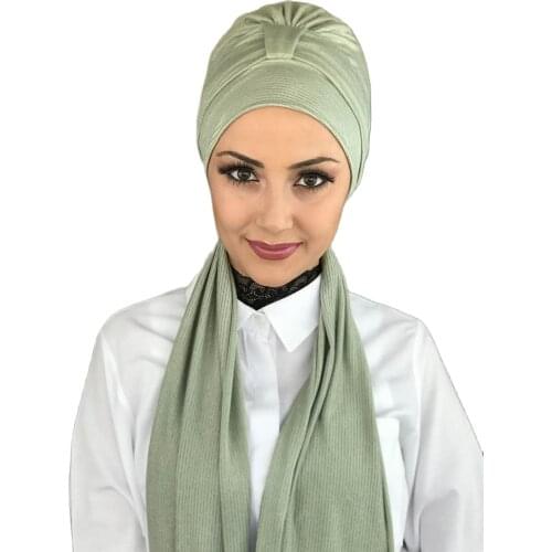 New Fashion 2021 Hijab Turban Lady Hat Seasonal Scarf Hijab Foulard Single Size Green Horsehair Bone