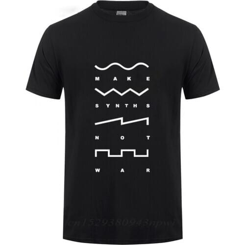 New 2020 Fashion Make Synths Not War T-Shirt Club Party Disco Roland Analogue Moog Keyboard Juno Streetwear Homme Cotton T Shirt
