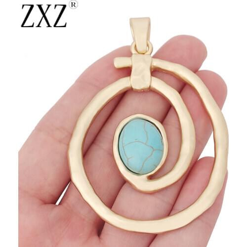 ZXZ 2pcs High Quality Matte Gold Tone Large Swirl Vortex Spiral Charms Pendants for Necklace Jewelry Making Accessories 84x55mm