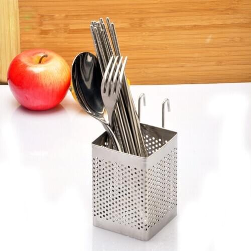 Stainless Steel Kitchen Hanging Stainless Steel Chopsticks Spoons Fork Cutlery Holder Organizer Rack Drainer Storage