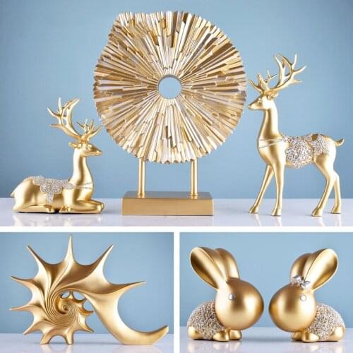 EUROEPAN RESIN LUCKY DEER ELEPHANT ORNAMENTS HOME LIVINGROOM FURNISHING CRAFT PORCH TV CABINET FIGURINES DECORATION WEDDING GIFT