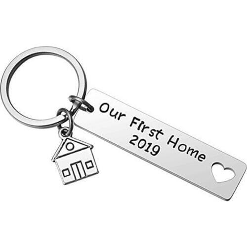 Oeinin Simple Keychain Man Our First Home 2021 Key Holder Bag Unisex Silver Color Alloy Key Chain Pendant Accessories Porte Clef