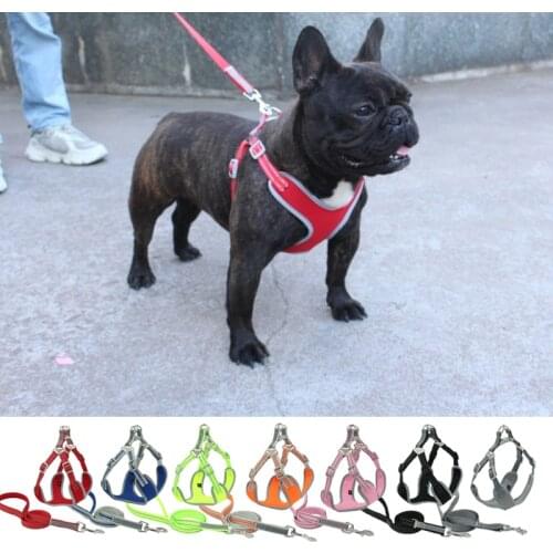 Mesh Pet Harness for French Bulldog Small Medium Dogs Leashes Pug Puppy Frenchie Pet Harness Vest Walking Dog Lead Leash Set Pet