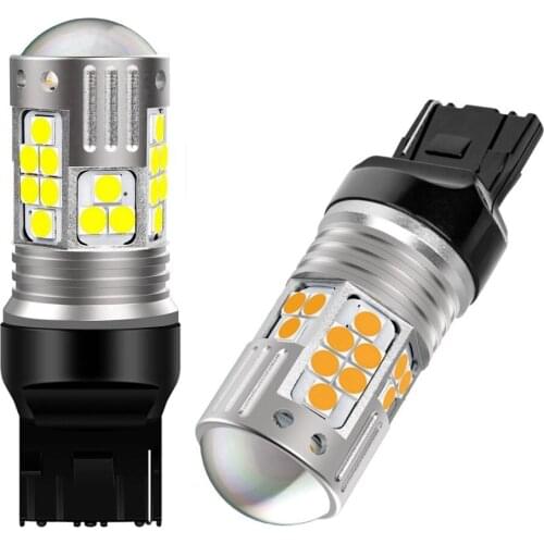 2Pcs T20 7440 W21W WY21W Super Bright LED Car Brake Bulbs Turn Signals Auto Parking Lamp Daytime Running Light Red White Yellow