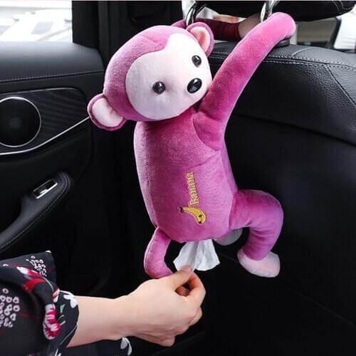 Tissue Box Creative Cartoon Monkey Paper Napkin Tissue Boxes For Car Bathroom Hanging Style Napkin Paper Box Organization 20#27