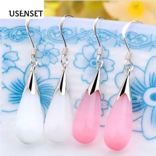 USENSET New womens water drop earings fashion crystal natural stone design making charm jewelry gift 03M04