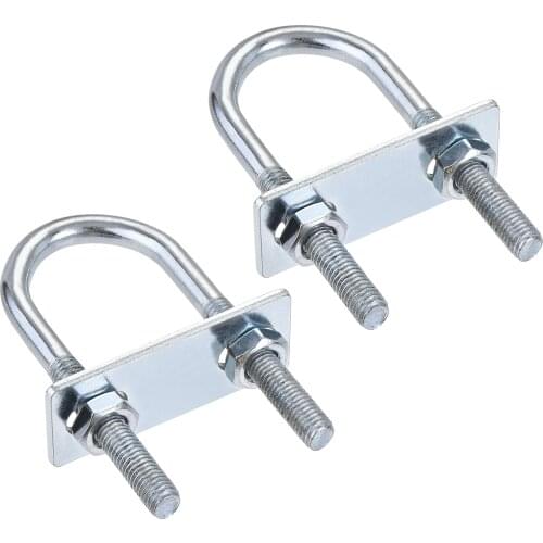 Uxcell Round U-Bolt 1.22"(31mm) Inner Width 90mm Length Steel M8 with Nut, Plate 2 Set