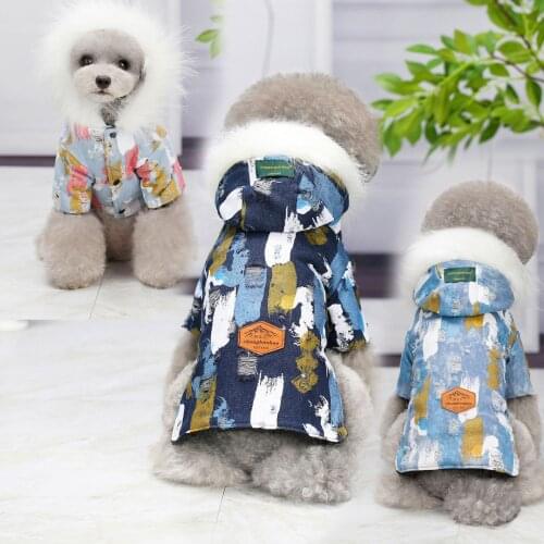 S-2XL New Winter Two-Leg Hooded Cowboy Hole Warm Dog Clothes Puppy Outfit Pet Cat Coat Fashion Clothing Small Dogs