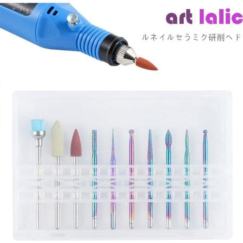 10pcs Nail Drill Bits Electric Drill Manicure Machine Accessory Rainbow Tungsten Alloy Quartz Milling Cutter Nail Files Set