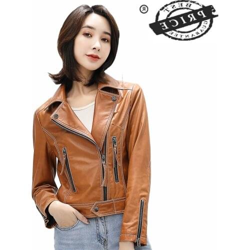 100% Real Sheepskin Coat Female Genuine Leather Jackets Women Short Montone Biker Jacket Female Clothes 2021 Hiver LW16a5