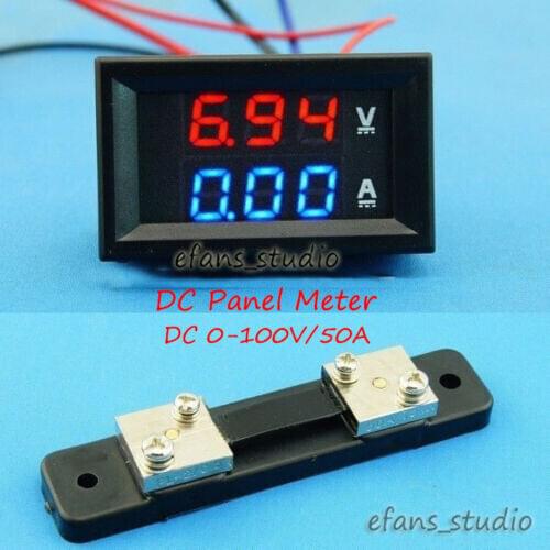 2in1 DC100V 50A Voltmeter Digital LED Volt Ammeter Volt tester Meter 12V 24V Car