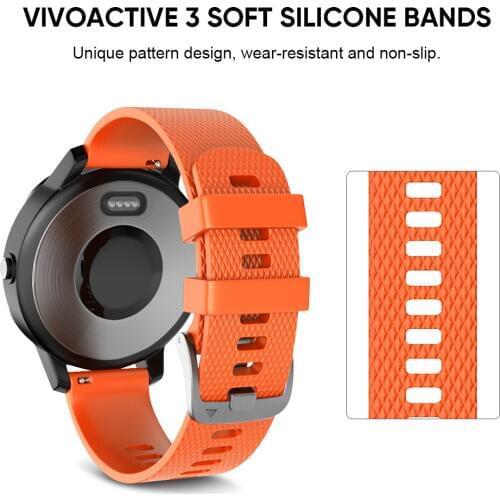 20mm Silicone Watch strap for Vivoactive 3 Strap Easy Release Bands Replacement for Forerunner 245 645 Smartwatches Strap
