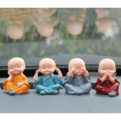 4Pcs/Set Lovely Car Interior Accessories little monks Small Ornaments Doll creative Maitreya resin gifts