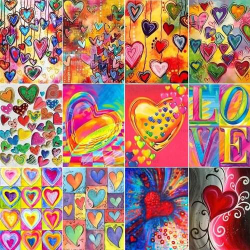 5D Diamond Painting Heart Cartoon Colorful Love Full Square/Round Diamond Mosaic Art Embroidery Handicraft Gift Home Decoration