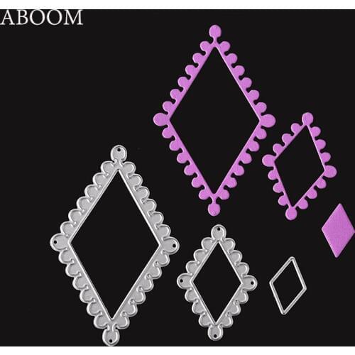 ABOOM Rhombus Frame Lace Metal Cutting Dies Stencil DIY Scrapbooking Decorative Craft Photo Album Embossing Folder Paper Mold
