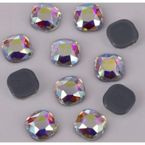 Lead Free AAA Quality 6mm, 8mm Crystal AB Classical Square Iron On Crystal Stones / Flat Back Hotfix Rhinestones