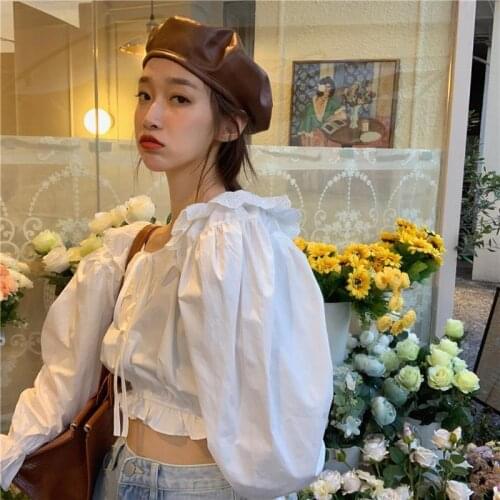 Blouse Women Shirt Autumn 2021 Flared Long-Sleeved Top Womens Clothing Blusas Mujer De Moda