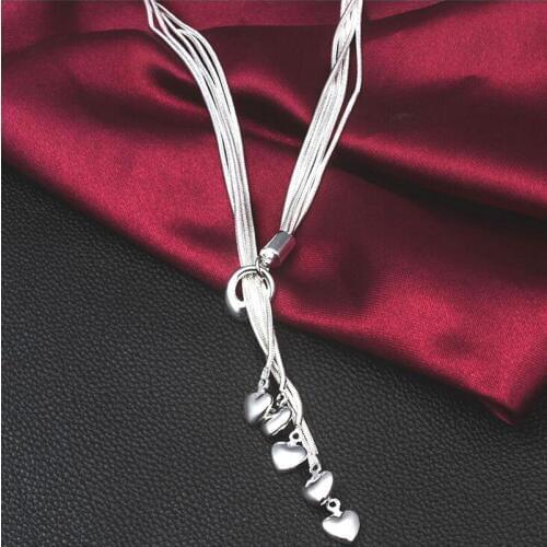 New Arrivals Women Five ropes Full Sideways Silver Necklace 925 Sterling Silver Fashion Jewelry Women Men Link Chain Necklace X6