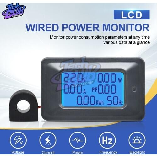 100A AC110-250V LCD Digital Panel Power Watt Meter Monitor Voltmeter Ammeter Voltage Current Tester Indicator for Home Appliance