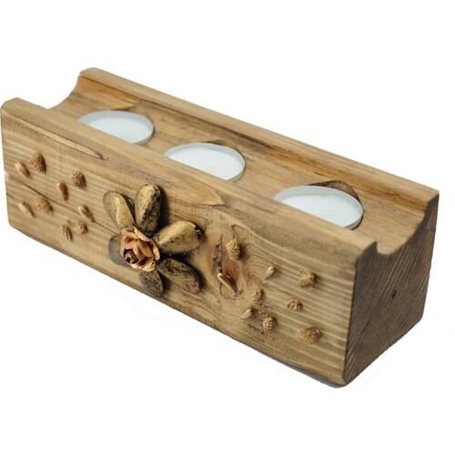 Turcowood Gemstone Decorative Natural Wooden Candle Holder