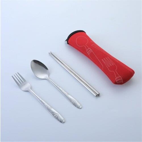 Travel Accessories Fork Spoon Chopsticks Set Tableware Set Travel Portable Fork Travel Stainless Steel Portable Bag