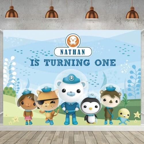 Bulk Captain Octonauts Background Kids Birthday Photography Backdrop Seabed Rescue Team Banner Polyester Vinyl Decorate Props