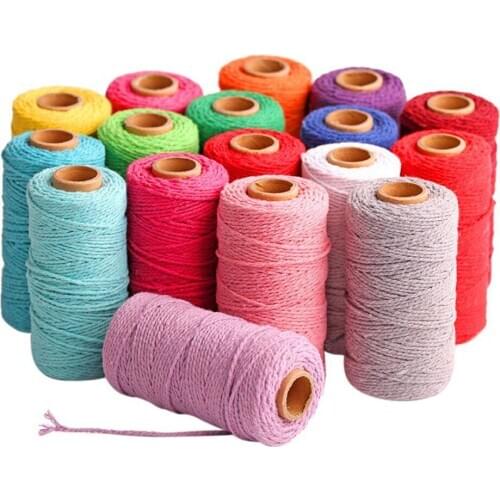 Cotton Cord Rope Cotton Yarn Rope Craft Rope Macrame Artisan String Solid Color Home Textiles 91.5m