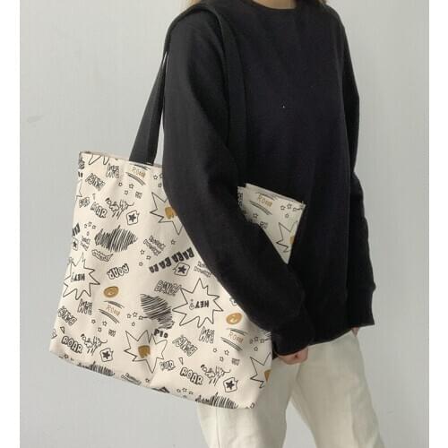 PURFAY Canvas Capacity Women Shoulder Bag Tote Shopper Bag Eco Reusable Travelling bag Cloth Messenger Bag