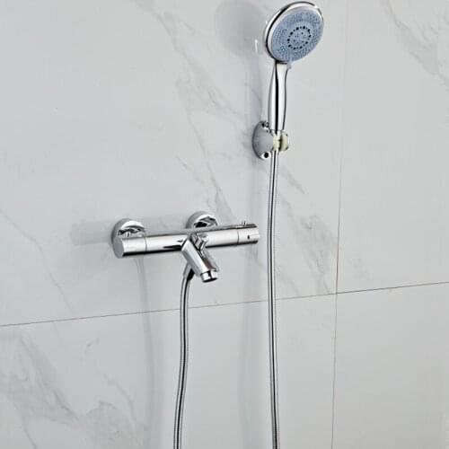 Chrome Finish Brass Made Shower Faucet Shower Set intelligent thermostatic faucet shower nozzle brass thermostatic mixing valve