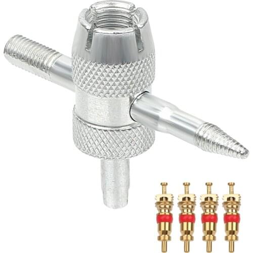 4 in 1 Car Tire Change Repair Tool Valve Core 4pcs Stem Puller Removal Copper Kit Automotive Bike Bicycle Motorcycle Accessories