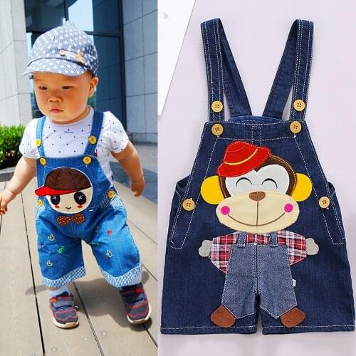 Boys and Girls Baby Overalls Cartoon 3D Cartoon Childrens Jeans Suspender Trousers Toddler Jumpsuits Clothing Summer Shorts