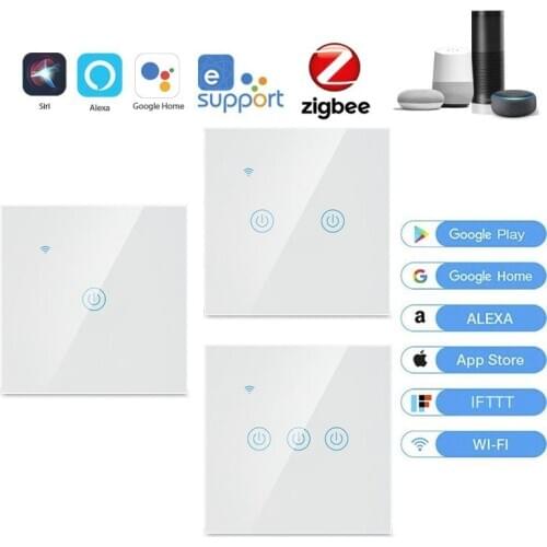 ZIGBEE EWelink Smart WiFi Touch EU 1/2/3/4 Gang Switch AC100-250V Home Wall Button Work With Alexa And Google Home Assistant