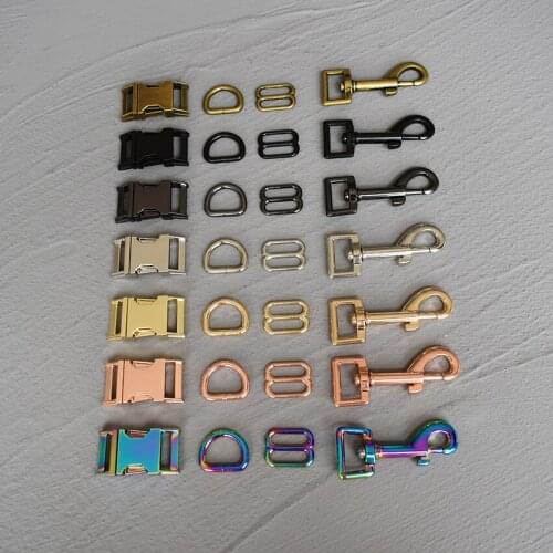 20 Sets 15mm/20mm/25mm Metal Belt Straps Adjust Slider Release Buckle D Ring Webbing For Pet Dog Collar Leash DIY Accessories